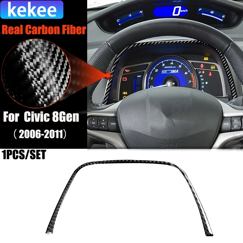 Carbon Fiber Car Accessories Speedometer Modified Interior Trim Cover Soft Sticker For Honda Civic 8th Gen 2006 2007 2008-2011