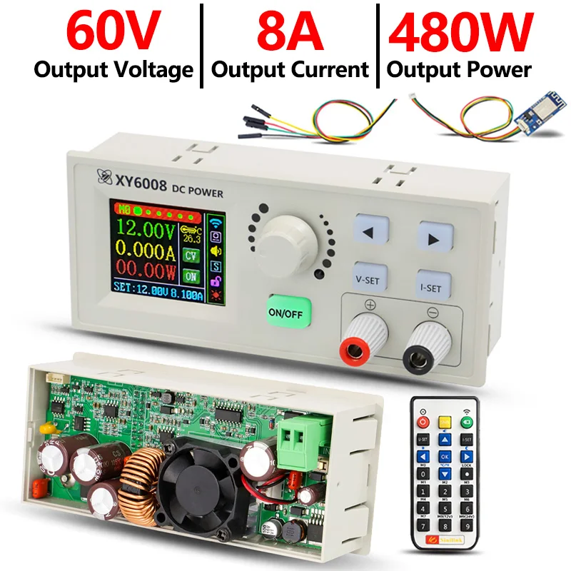 

XY6008 XY6008-W CNC Регулируемый понижающий модуль постоянного тока с постоянным напряжением и постоянным током, 60 в, 8 А, 480 Вт