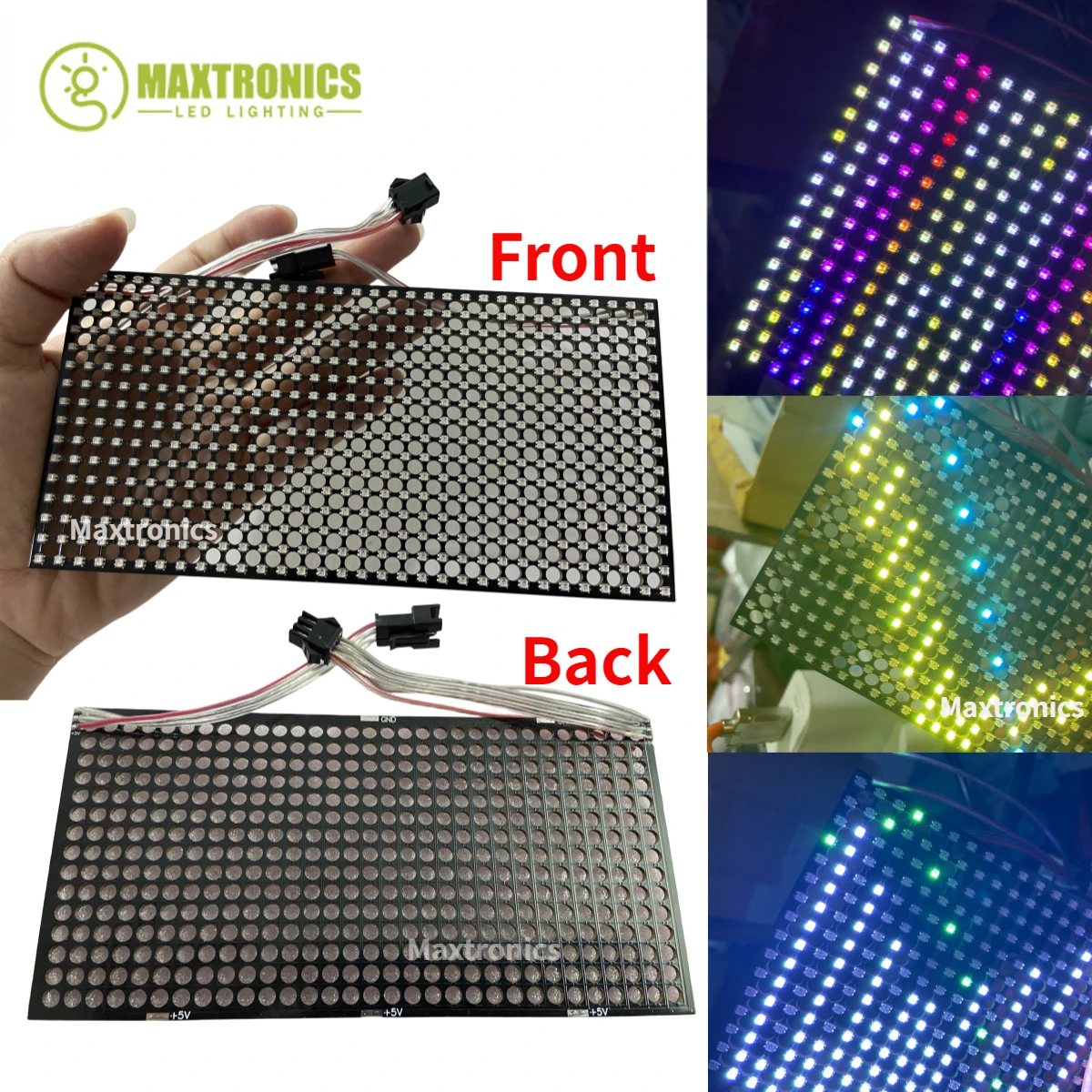 5V WS2812 RGB LED Screen Panel Programmable 16*32 Full Color Dot Matrix 80*160mm SPI Protocol 2020 LED Beads for Billboard Decor