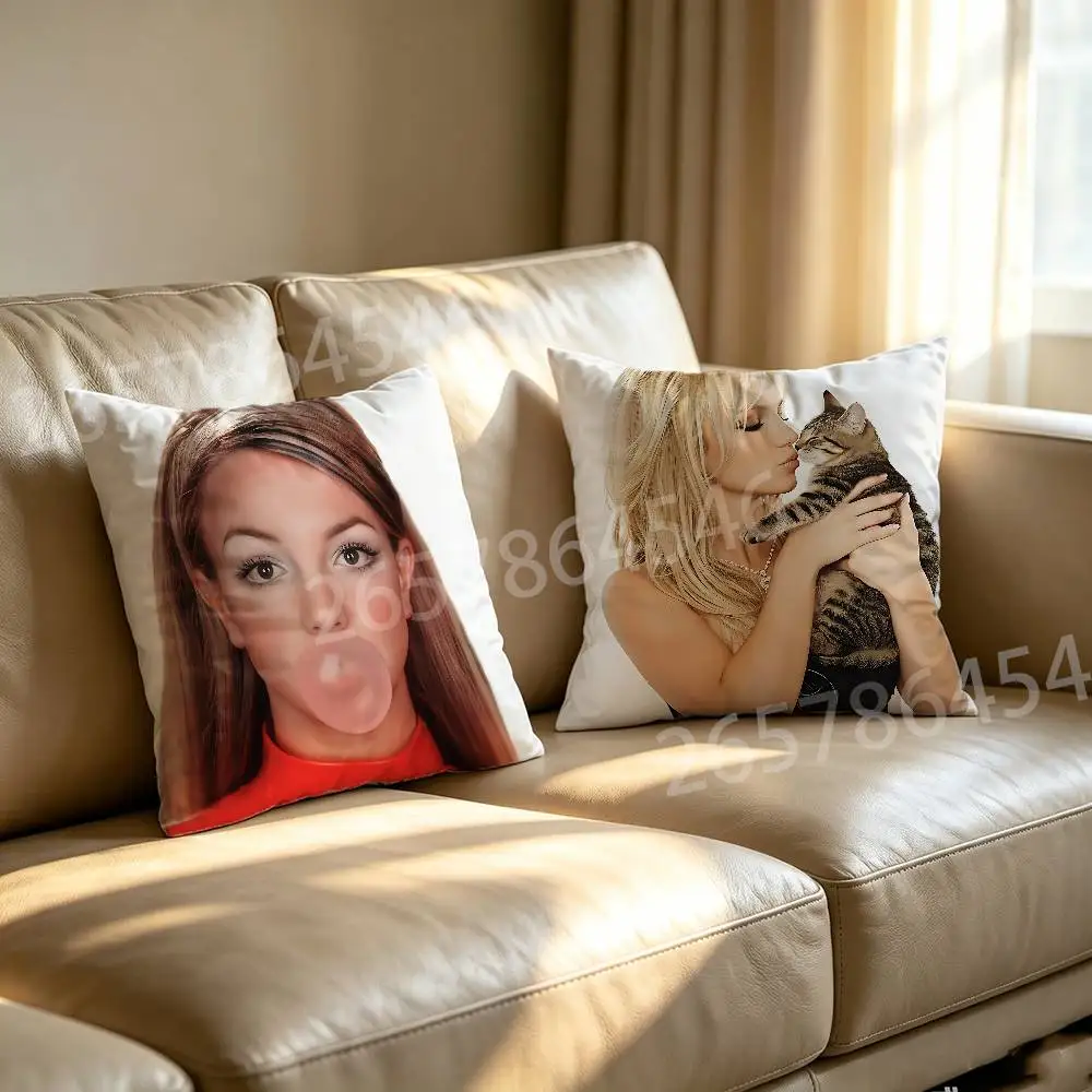 B-Britney S-Spears Polyester Printed Pillow Cover Square 30 35 40 45 50 55 cm Soft for Sofa Bed Car Home Decor
