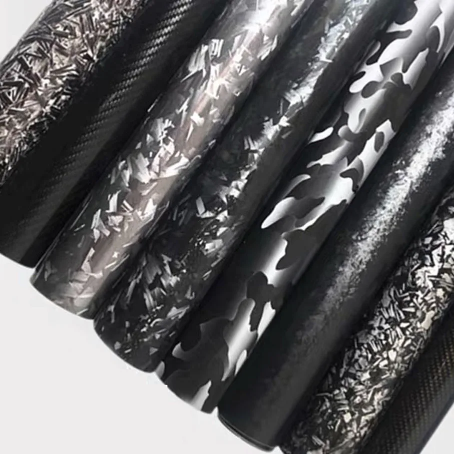 152cm*500cm Super quality Glossy Matt Forged silver black Carbon Vinyl Wrap Self Adhesive DIY Styling Car Sticker Decal Wrapping