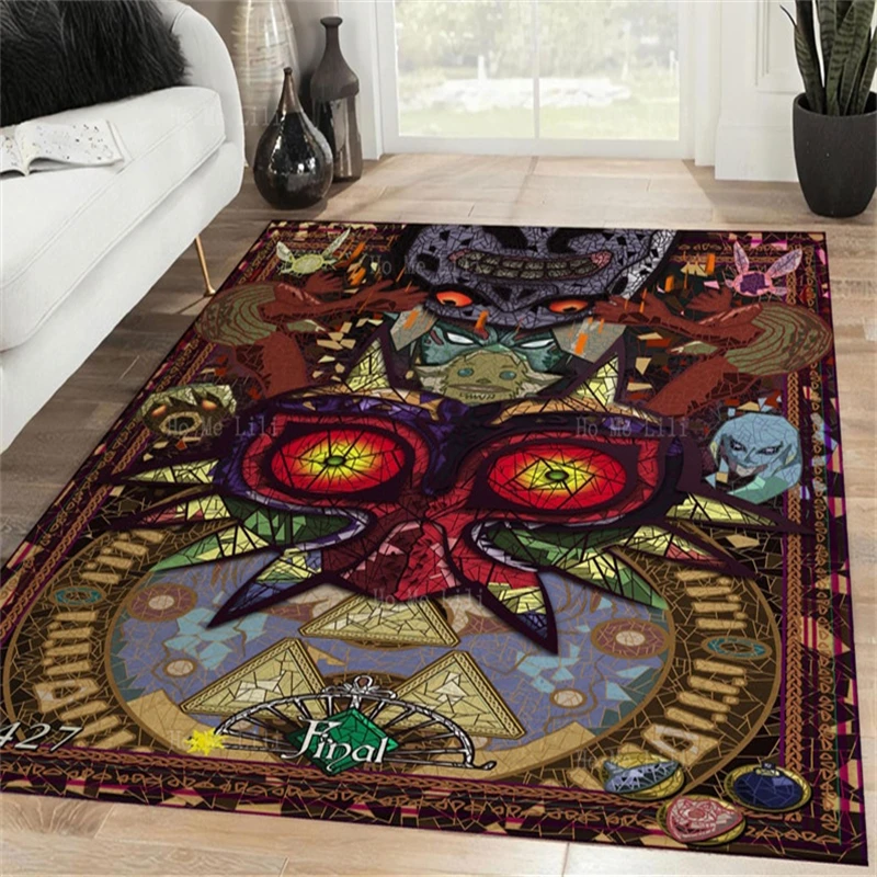 The Legend Of Zelda Majoras Mask Flannel Floor Rugs Video Game Soft Carpet For Living Room Home Decor