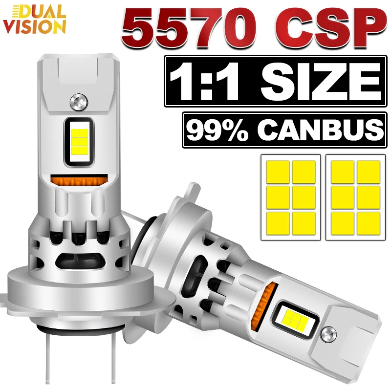 

Dualvision Turbo H7 Светодиодные фонари CANBUS Plug&Play Лампа 1:1 Мини Размер CSP Беспроводная H7 Светодиодная автомобильная фара Вентилятор H7 6000K Белый 12V