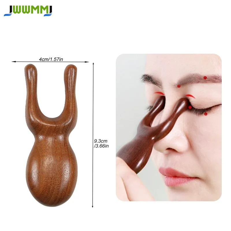 1Pcs  Face Manual Massager Tool,Natural Sandalwood Wooden Nose Guasha Multifunctional Handheld Meridians Acupoint Massage Tool