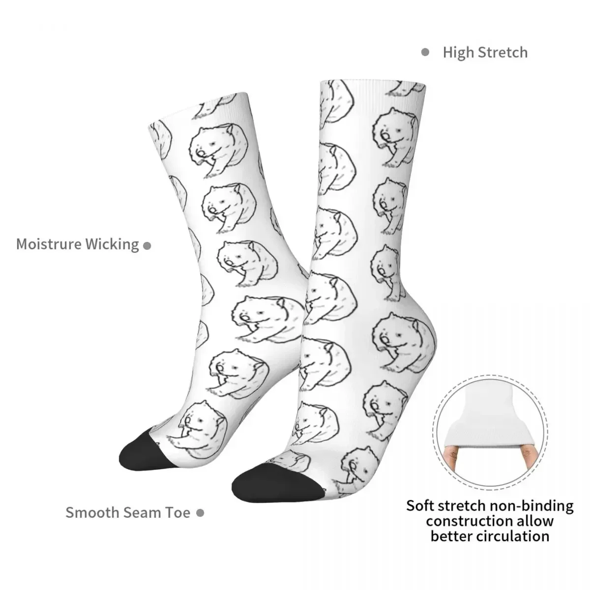 Australian Wombat Doodle Socks Harajuku Sweat Absorbing Stockings All Season Long Socks Accessories for Unisex Gifts