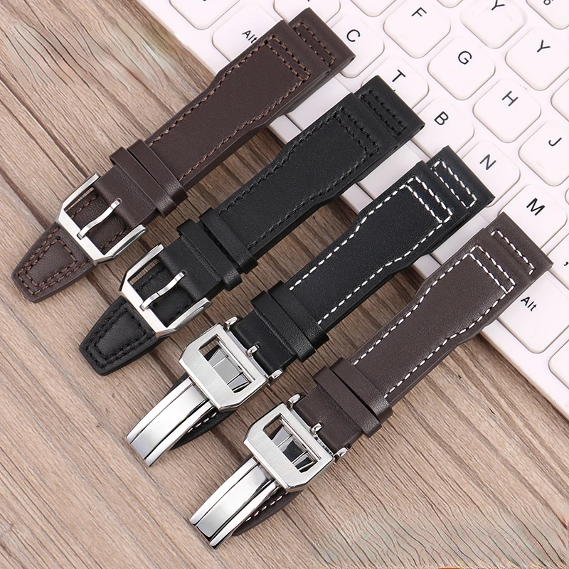 Genuine Leather Watch Strap for IWC Pilots Little Prince Male Mark 18 Big Fly Portugal Soft Comfortable Watchband 20mm Wristband