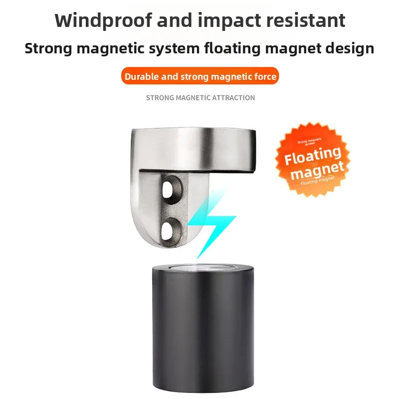 Magnetic Door Stopper Stainless Steel Japanese Hotel Strong Magnetic No Drill Floor Door Catch Anti Collision Door Holder