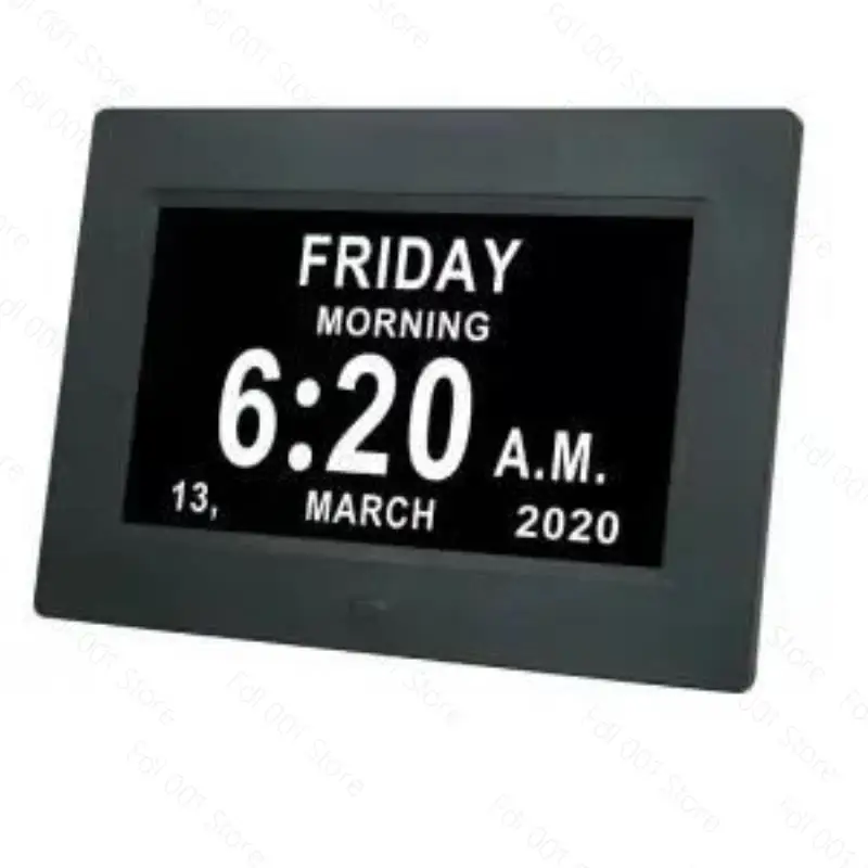 7inch Digital Calendar Alarm Clock Automatic Dimming 8 Languages Large Dementia Alzheimers Medicine Time Reminder for the Elders