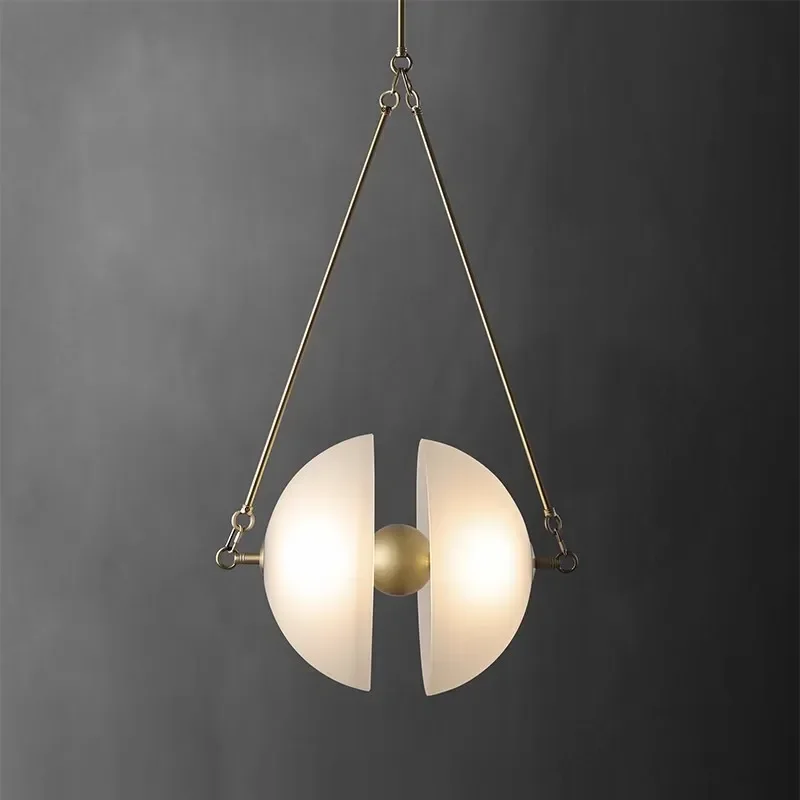 Nordic creative semi-circular symmetrical glass pendant light suitable modern living room dining table bar bedside chandelier