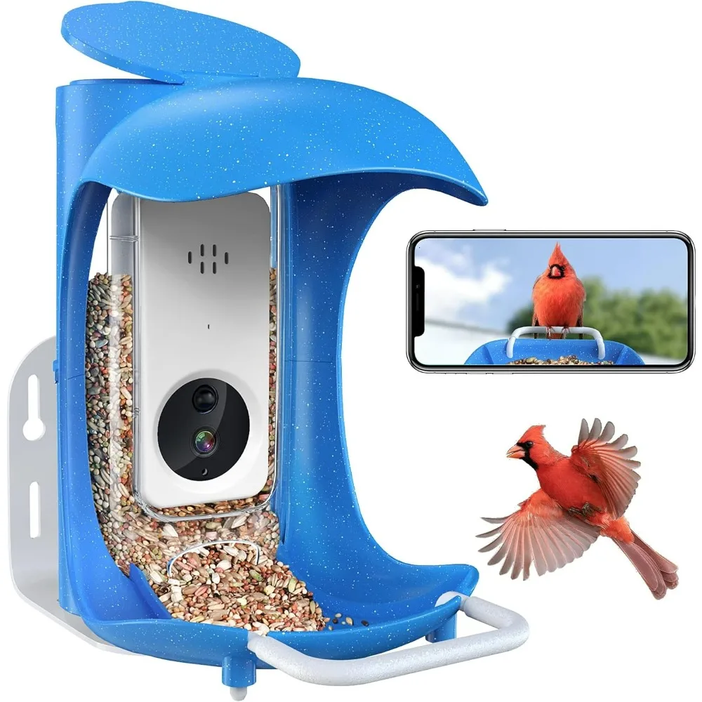 

Smart Bird Feeder with Camera, HD Visual Storage Feeders, Night Video Camera, Heavy Duty Base for Waterproof Outside/Yard/House