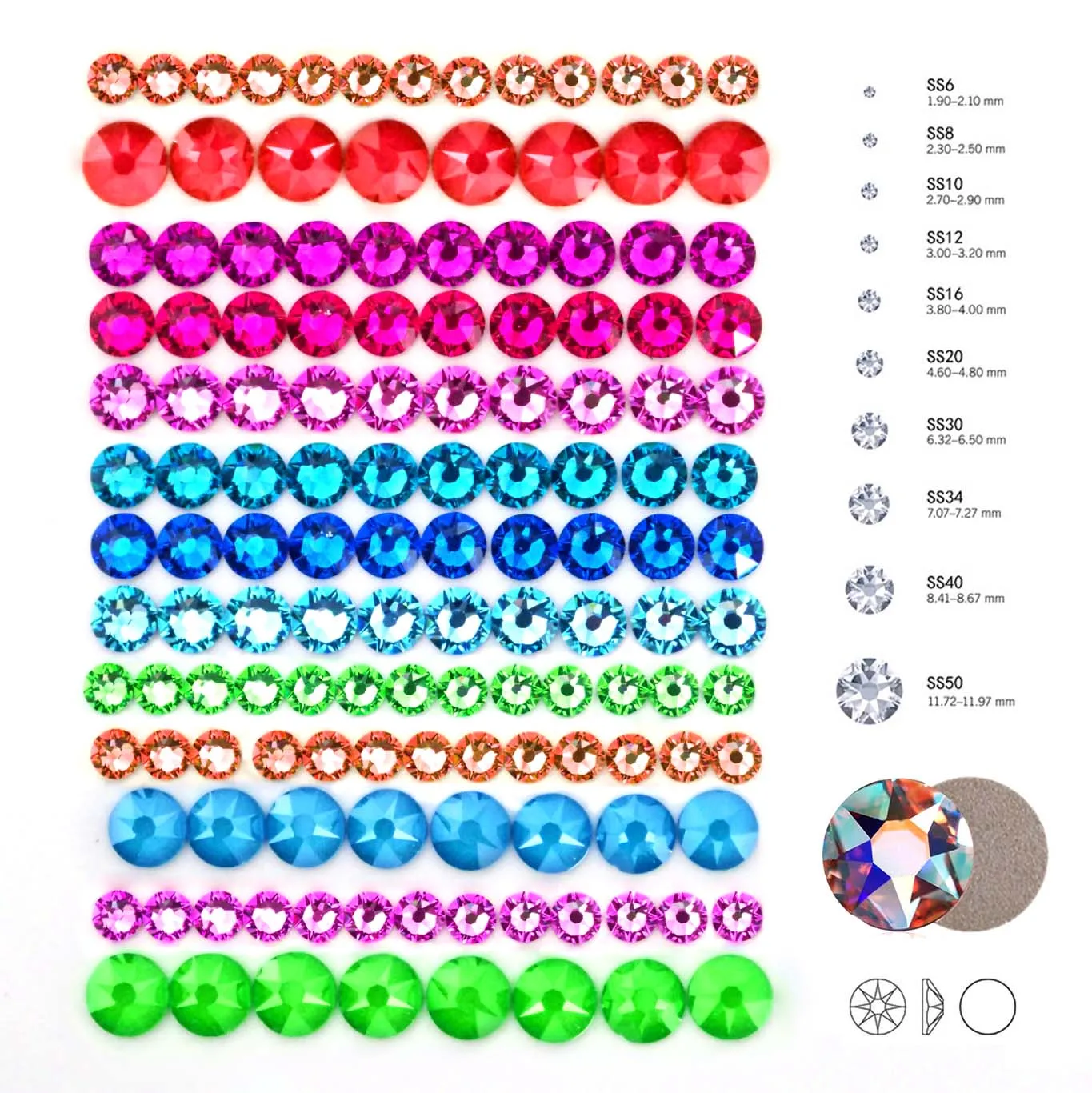 

2088NoHF хрустальное стекло, все размеры, дизайн ногтей, стразы, КИриус, плоская задняя часть, пикси, клей без стразов, кристаллы, маникюр, стразы