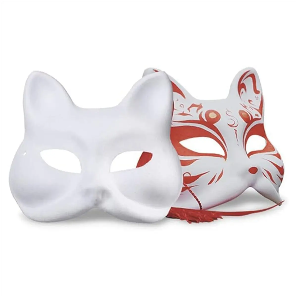 REST 15pcs DIY White Paper Cat Masks with Acrylic Paints - Hand-Painted Personalized Masks for Dance Parties,Celebrations