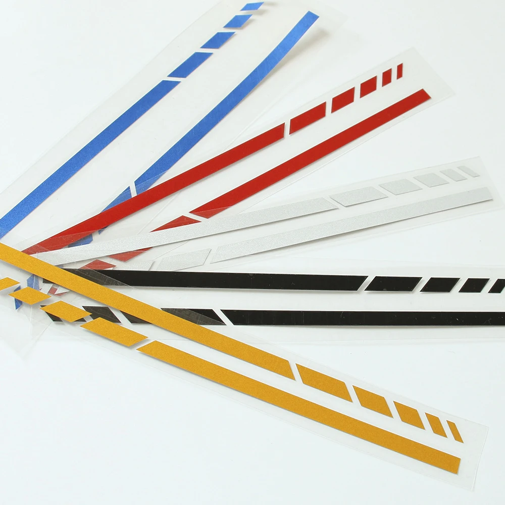 2Pcs Reflective Car Rearview Mirror Vinyl Decals Waterproof Sports Strip Stickers for Motorcycle Fuel Tank Helmet Decor