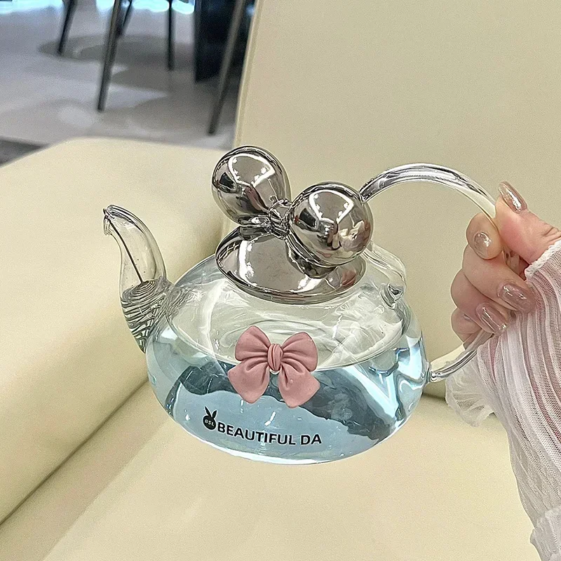 Flower Tea Pot Set com arco aquecedor, Light Luxury Cream Style, Housewarming Gift