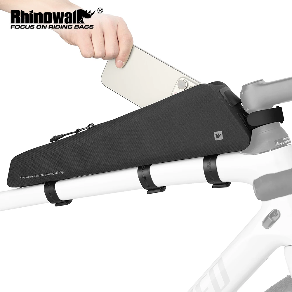 

Rhinowalk Extra Long Top Tube Bike Bag Fully Waterproof Storage Bag Phone Bag 1.6L Cycling Bikepacking MTB Bicycle Accessories