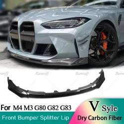 For G80 M3 G82 M4 G83 Dry Carbon Front Diffuser Bumper Splitter Lip V Style BMW Car Splitters Body Kit 2021 UP