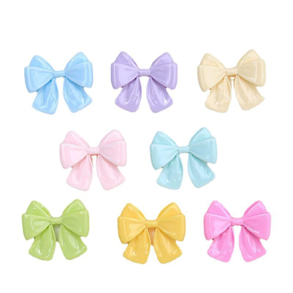 10PCS Shiny Multicolor Bow Series Resin Flatback Cabochons For Hairpin Scrapbooking DIY Jewelry Craft Decoration Accessories