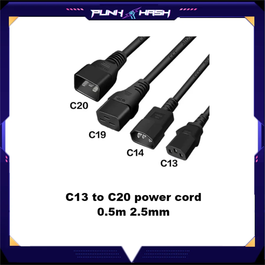 C20 to C19  C13 16A 250V power cord for connecting Avalonminer Whatsminer Iceriver US/UK/EU Universal power cord for mining