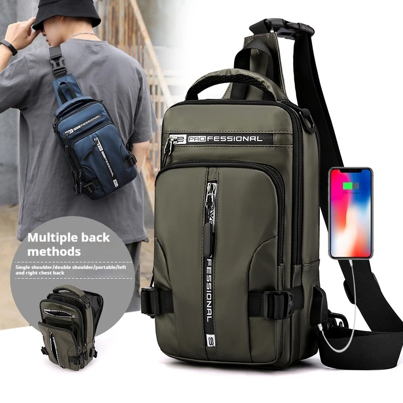 

Men's Multifunctional Chest Bag Waterproof Fashionable Casual Shoulder Crossbody Bag New Ins Trendy Oxford Cloth Small Backpack