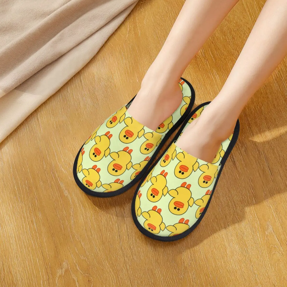 Custom Sally Yellow Chick Line Friends Slippers Memory Foam Warm Soft Women House Slipper Indoor Comfy Shoes