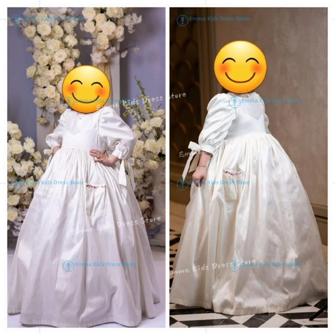 Customized Bridesmaid Ivory Flower Girl Dress  For  Lace Tulle  Puffy Milk Elegant Kids Birthday Party Wedding Infant Ball Gown