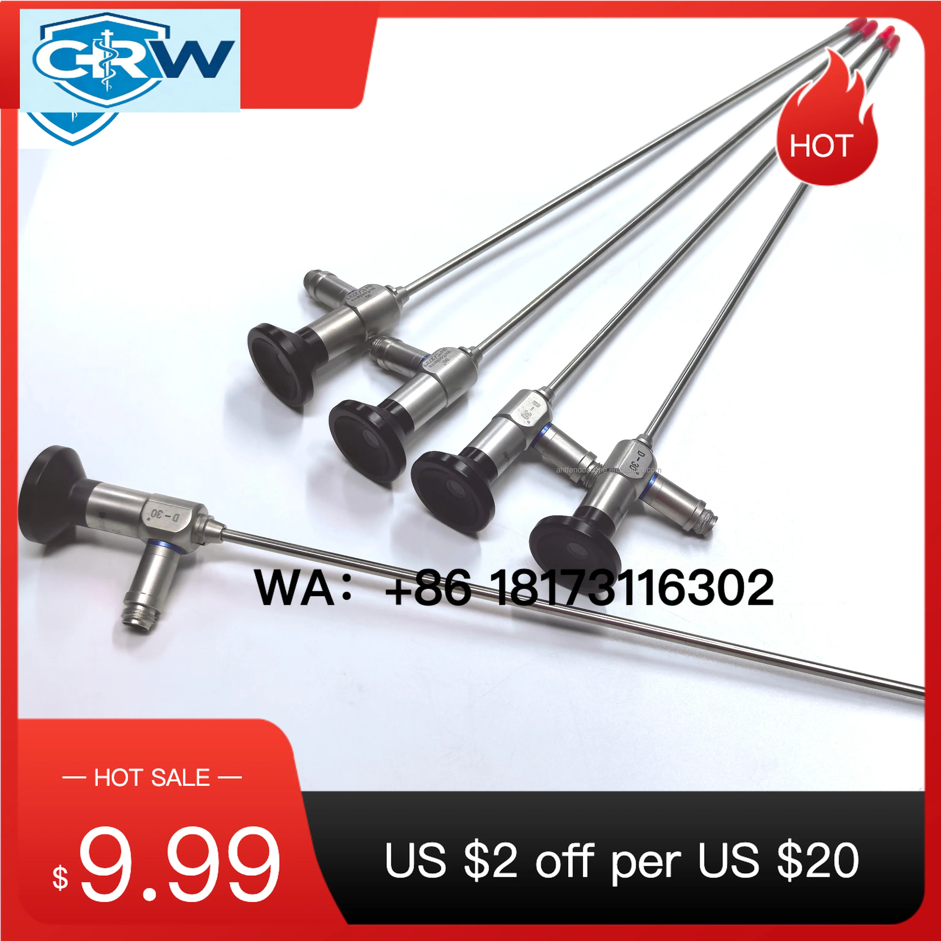 CRW R.wolf Adult Fiber Ureteroscope 00434643, 8/9.8Fr, 300mm Sheath Length 4K Ureterorenoscope for Ureter and Kidney Surgery