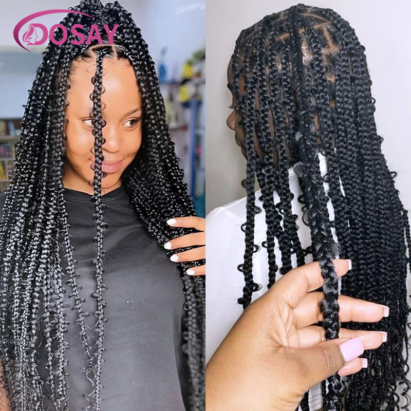 Trenzas de mariposa sintéticas, peluca trenzada de caja, mariposa trenzada de jungla, frente de encaje, pelucas trenzadas negras, encaje completo, para mujeres negras