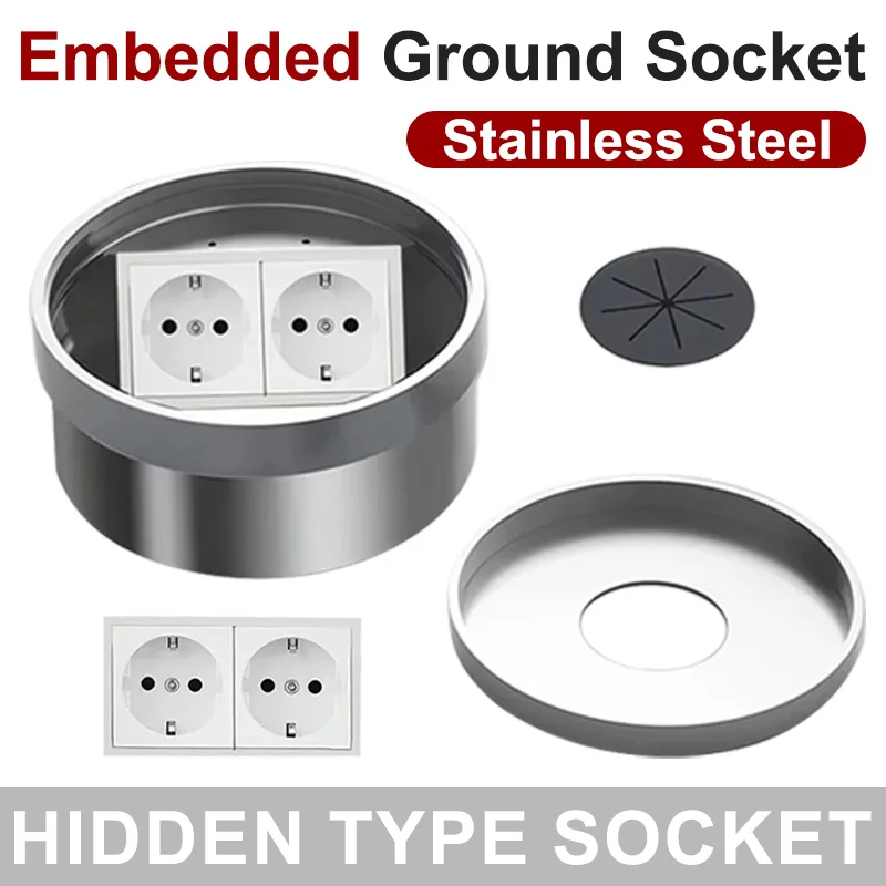 

Dual USB Universal TV Jack Floor Mount Outlet Hole Stainless Steel Metal Box Embedded Ground Socket for EU US/America