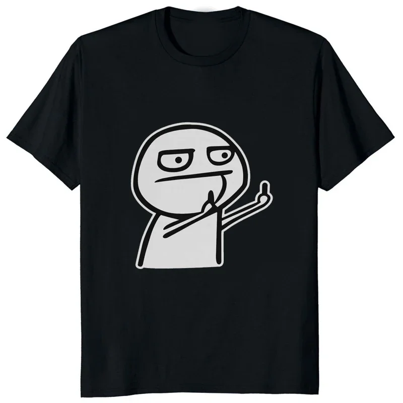 Funny Middle Finger Troll Face Meme Personalize Homme T Shirt Streetwear Hipster Man Clothing Harajuku Style Loose Casual Tees