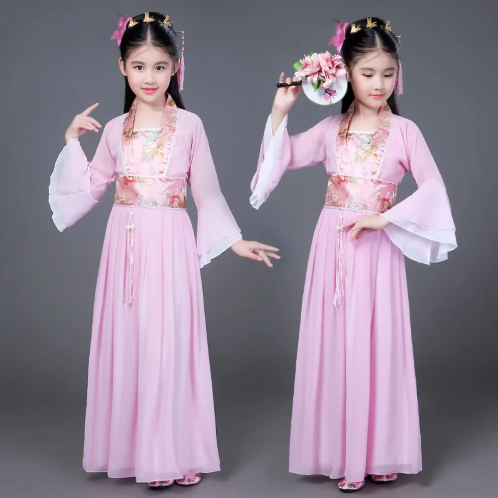 Girls Hanfu Ethnic Style Princess Party Dresses Kids Clothes Children Clothing Chinese Traditional Dress Cosplay Costumes Stage