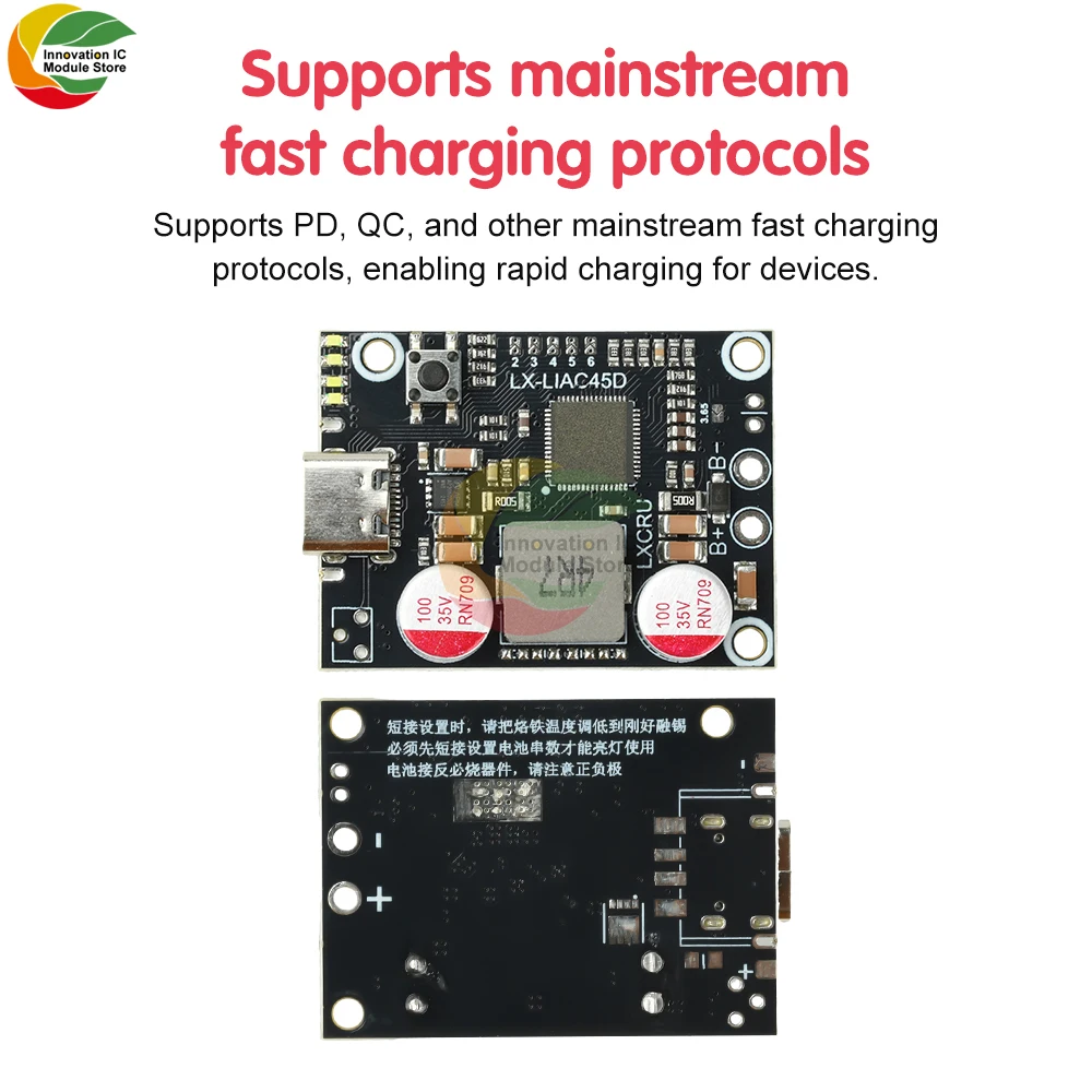 2-6S PD 45W Fast Charging Power Bank Module DIY Power Bank Mainboard Supports Lithium-Ion and Lithium Iron Phosphate Batteries
