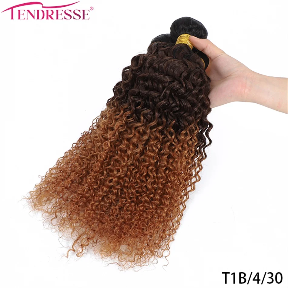 Tendresse 10A Ombre cabello humano rizado 3 mechones 100% mechones de pelo rizado mongol 300 gramos extensiones de cabello rizado Remy Jerry suave