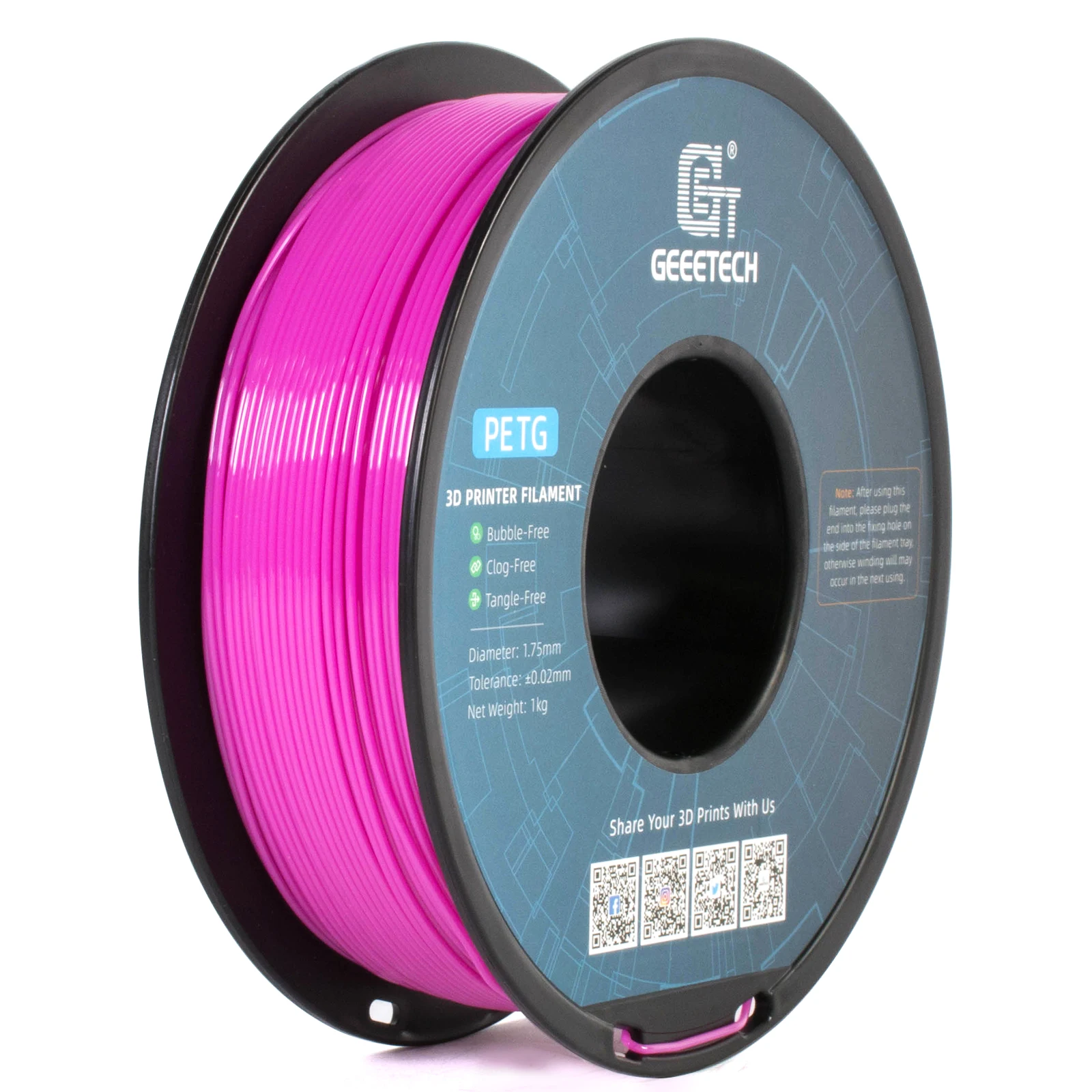 GEEETECH 1kg 1,75mm 1KG (2,2LBS) Pure PETG, 3D-printerfilament, vacuümverpakking, klittenvrij, 3D-printmaterialen