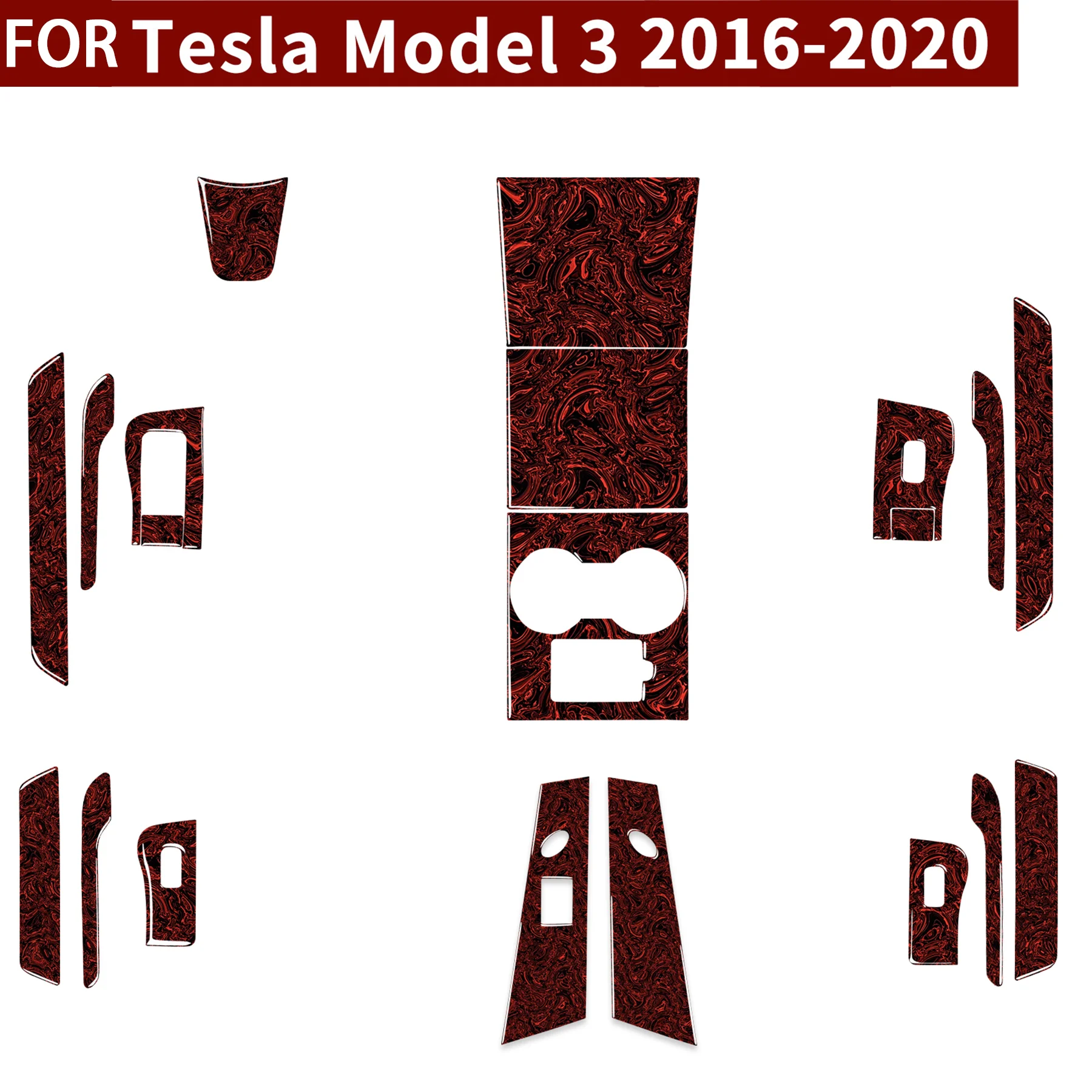 Car B-pillar Door Sill Window Up Button Central Control Wood Grain Interior Accessories Stickers FOR Tesla Model 3 2016-2020