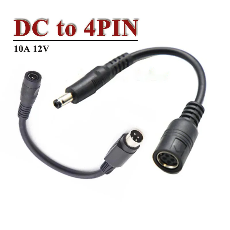 10A DC5521/DC5521 to 4 Core Male Extension Line DC5.5*2.1 to 4pin Socket Plug Wire 12V DC Female to 4Pin Power Conversion Cable