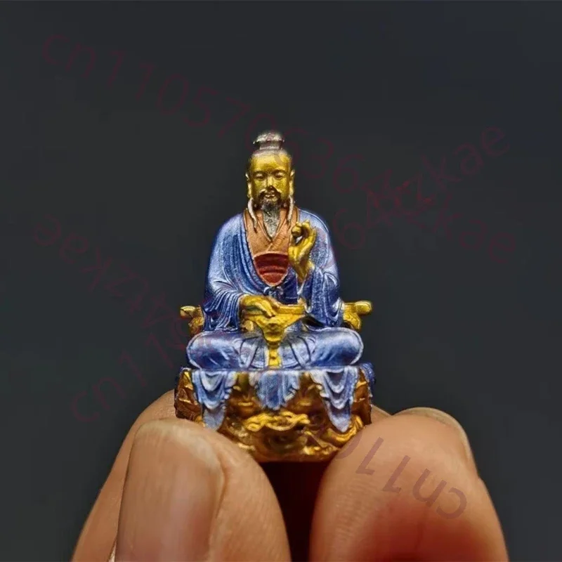 Sanqing Tianzun ornament, pure copper handmade painted religious ornament, auspicious feng shui ornament