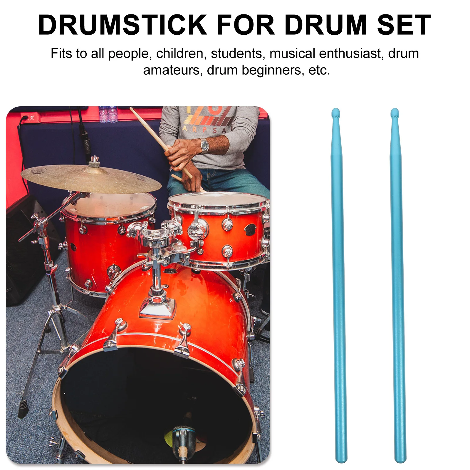 

1Pair High Quality 5a Metal Drumsticks for Drum Set Professional Use in Concerts Bands Suitable for All People