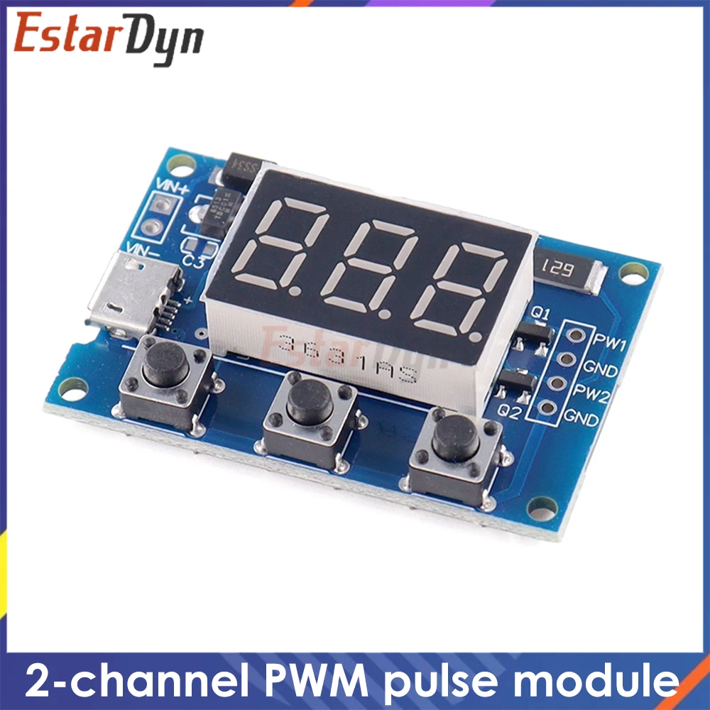 Digital PWM Controller 2CH, Adjustable Duty Cycle Frequency Module with LED Display for LED Dimmer Motor Speed Fan DC 5V-24V