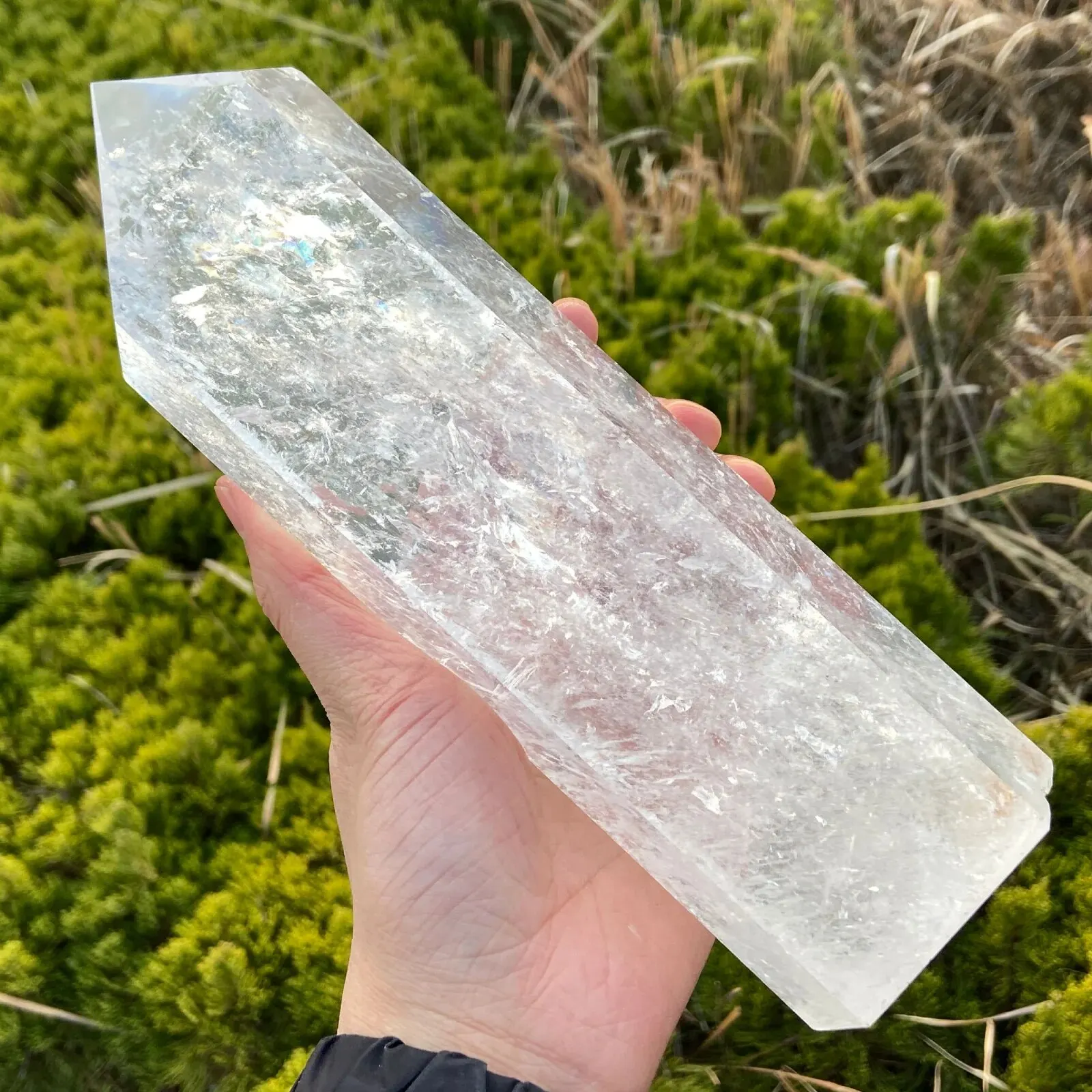 Natural Clear Quartz Crystal Obelisk Crystal Tower Wand Point Reiki Healing