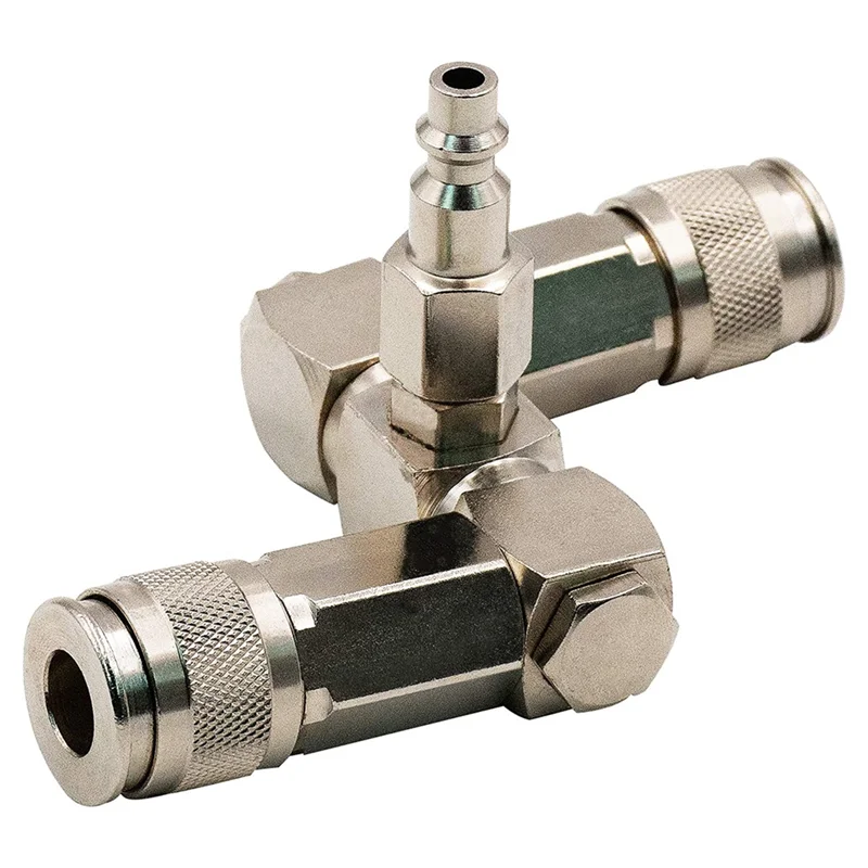 

【Promotion】Air Hose Connector 2 Way Air Hose Splitter 1/4 In Air Compressor Fittings Swivel 360 Degrees Connectors Spare Parts A