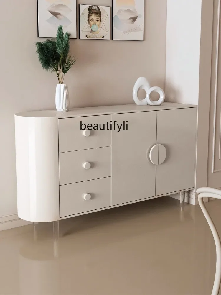 S Morandi Cream Color Sideboard Cabinet Small Apartment Household Partition Modern Minimalist Wall Entrance Cabinet furniture