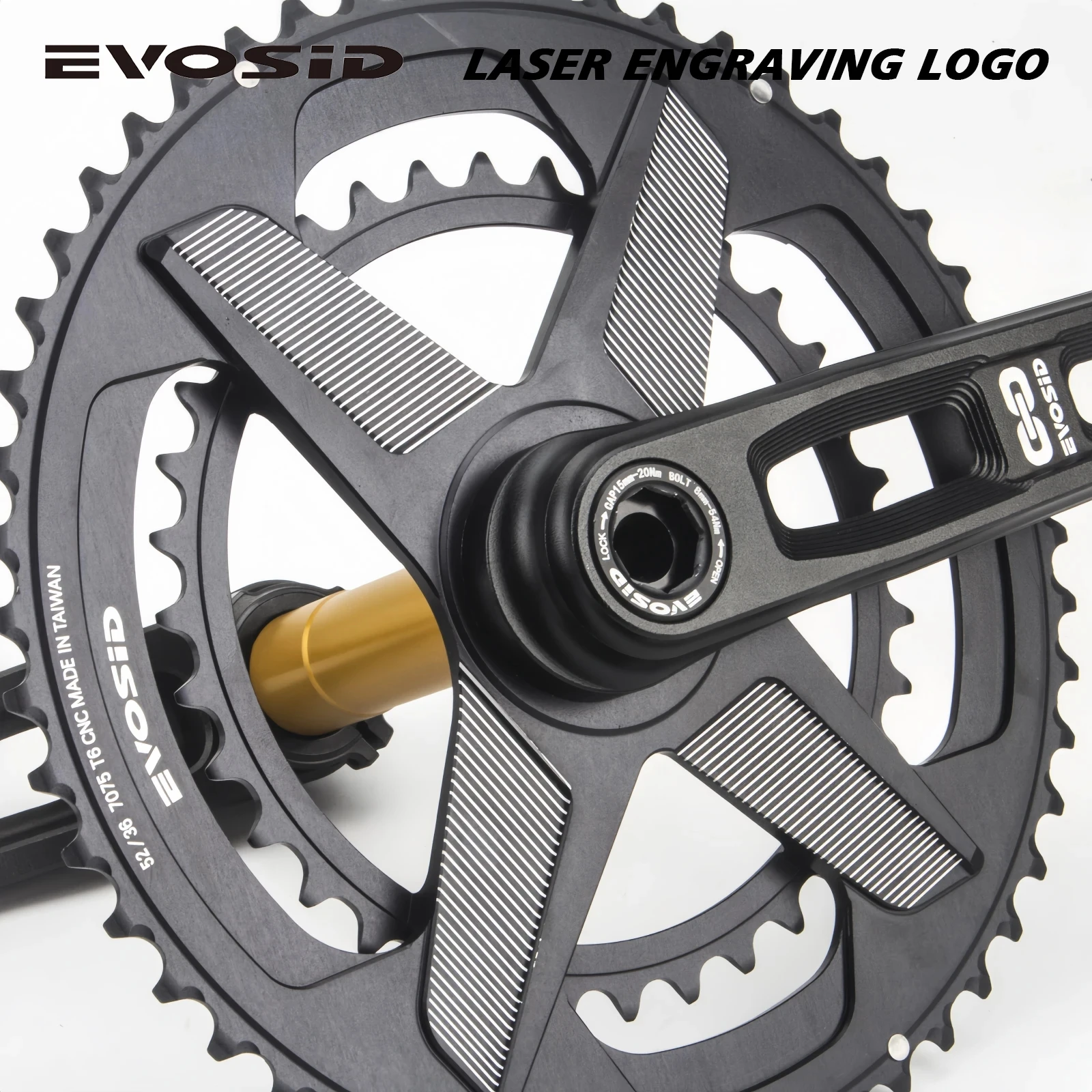 EVOSID Ultralight Road Bike Crankset 2*12S Chainring 50-34T 52-36T 53-39T Hollow Tech Crank 165MM 170 Gravel Bicycle Chainwheel