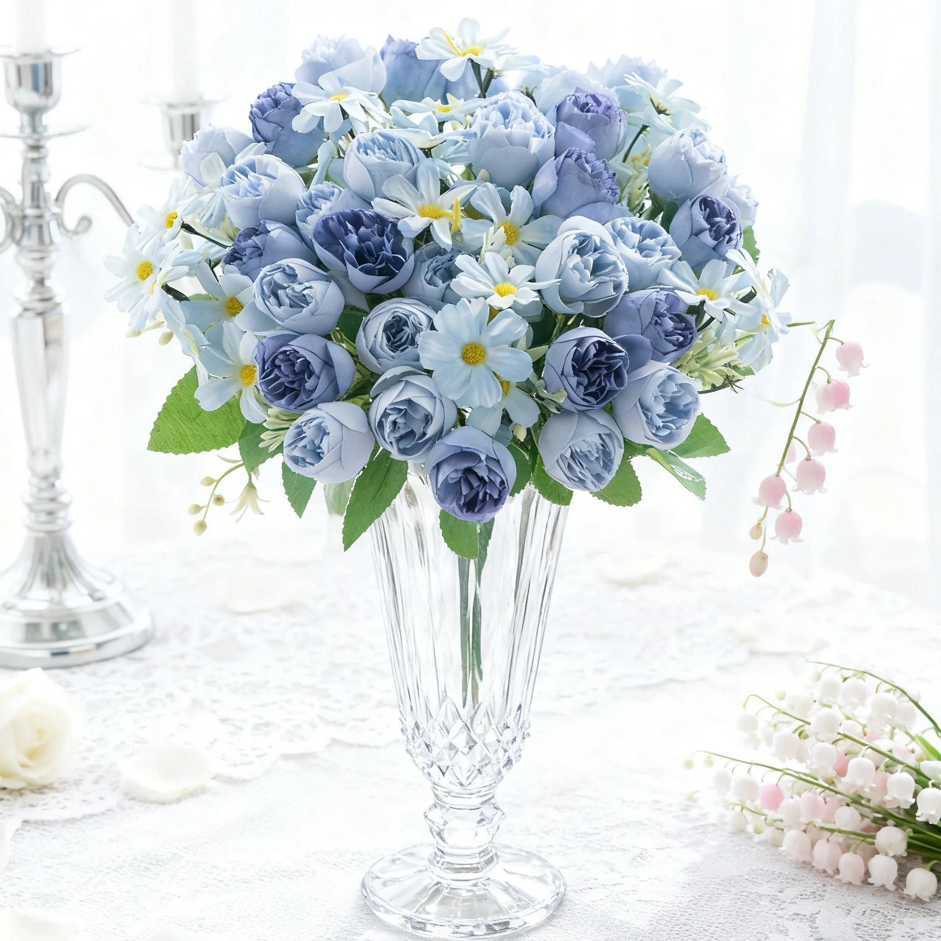 1 Stück Seidenrosen-Blume für Außenbereich, Garten, Party, Feiertage, Abschlussfeier, Hochzeit, Brautstrauß, Heim, Zimmer, Esstisch, Vase, Zubehör