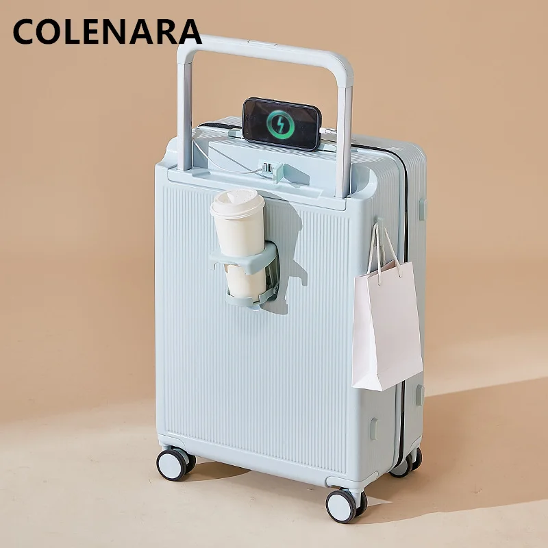 COLENARA-Valise roulante multifonctionnelle avec chargement USB, valise à roulettes épaissie, bagage de cabine, boîte d'embarquement PC, 20 po, 22 po, 24 po, 26 po