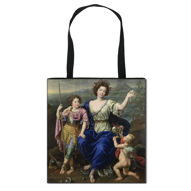 Famous Oil Painting Women Shopping Bags Casual Tote Portable Shoulder Versatile Work Sack Summer Beach Handbag