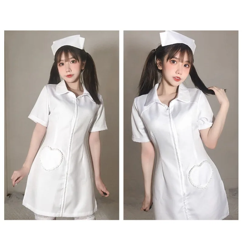 

Sexy White Pink Dress Maid Uniform Accessories Suit for Women Role Play Outfits S-5XL 2025 Nurse Cosplay Costume