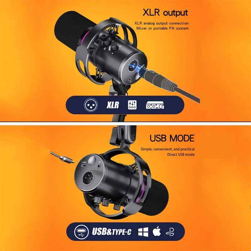 Microphone Desktop e-sports RGB recording microphone live streaming host live sound card