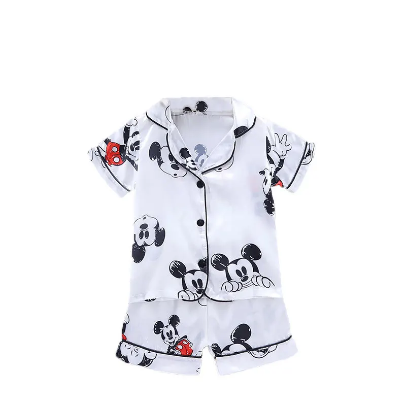 

kids Clothes Pyjamas Summer Children's Ice silk Suit Cartoon Kids Short Sleeved Underwear Boy Girls Home Pajamas Set