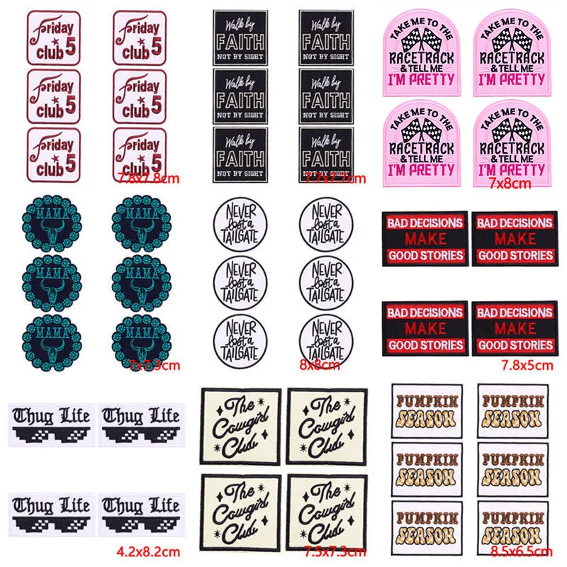 10PCS Humorous Text Patch Iron On Embroidered Patches For Clothing Thermaldhesive Patches On Clothes Stickers DIY Cartoon Badges