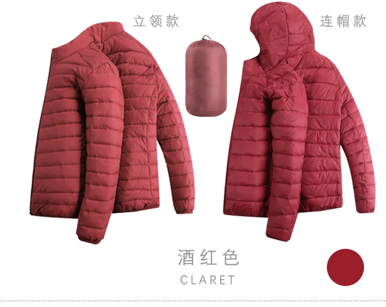 Men Hiking Down Cotton Jacket Hooded Lightweight Parkas Zip Pocket Fashion Outerwear Casual Padded Jacket and Coat Men Winter